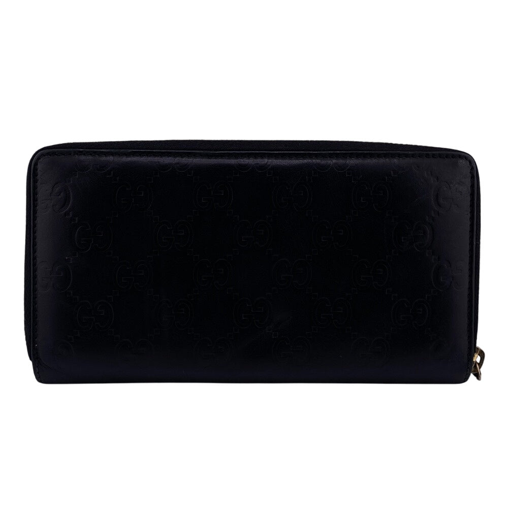 GUCCI Long Wallet Purse 112724�E496334 leather black Zip Around Guccisima Women