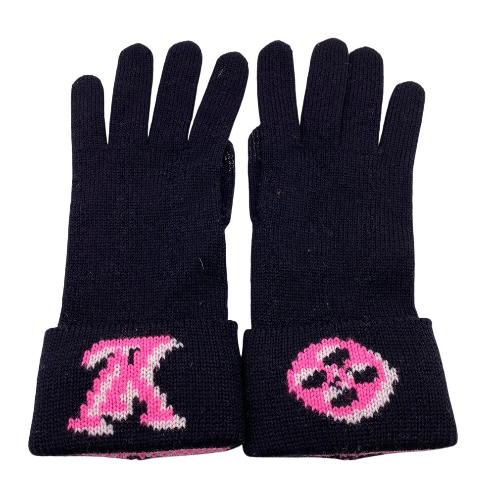 LOUIS VUITTON gloves M76451 wool black Glove Monogram Gon 3D Women A