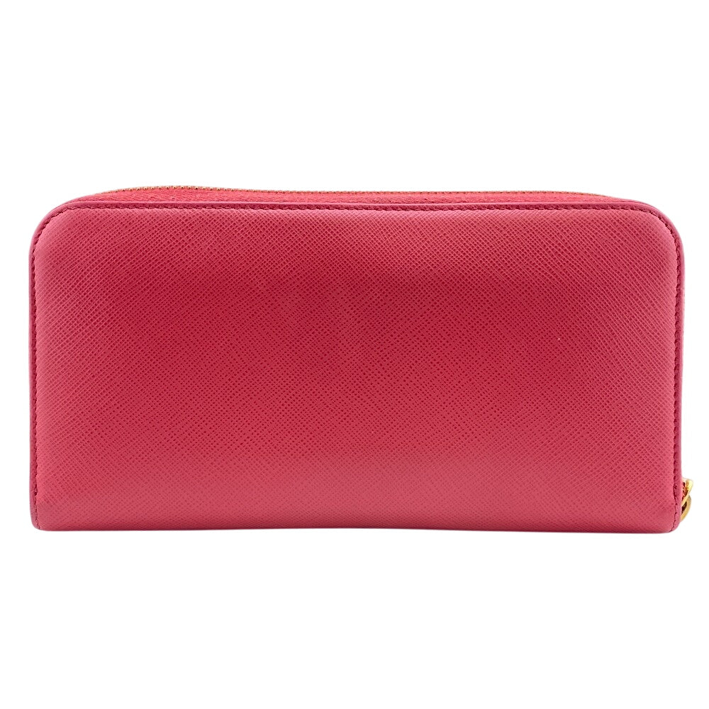 PRADA Long Wallet Purse leather pink Zip Around Safiano Women
