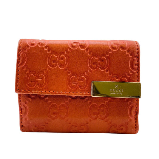 GUCCI Tri-fold wallet 261502 leather Orange W Hook Wallet  Guccisima Women