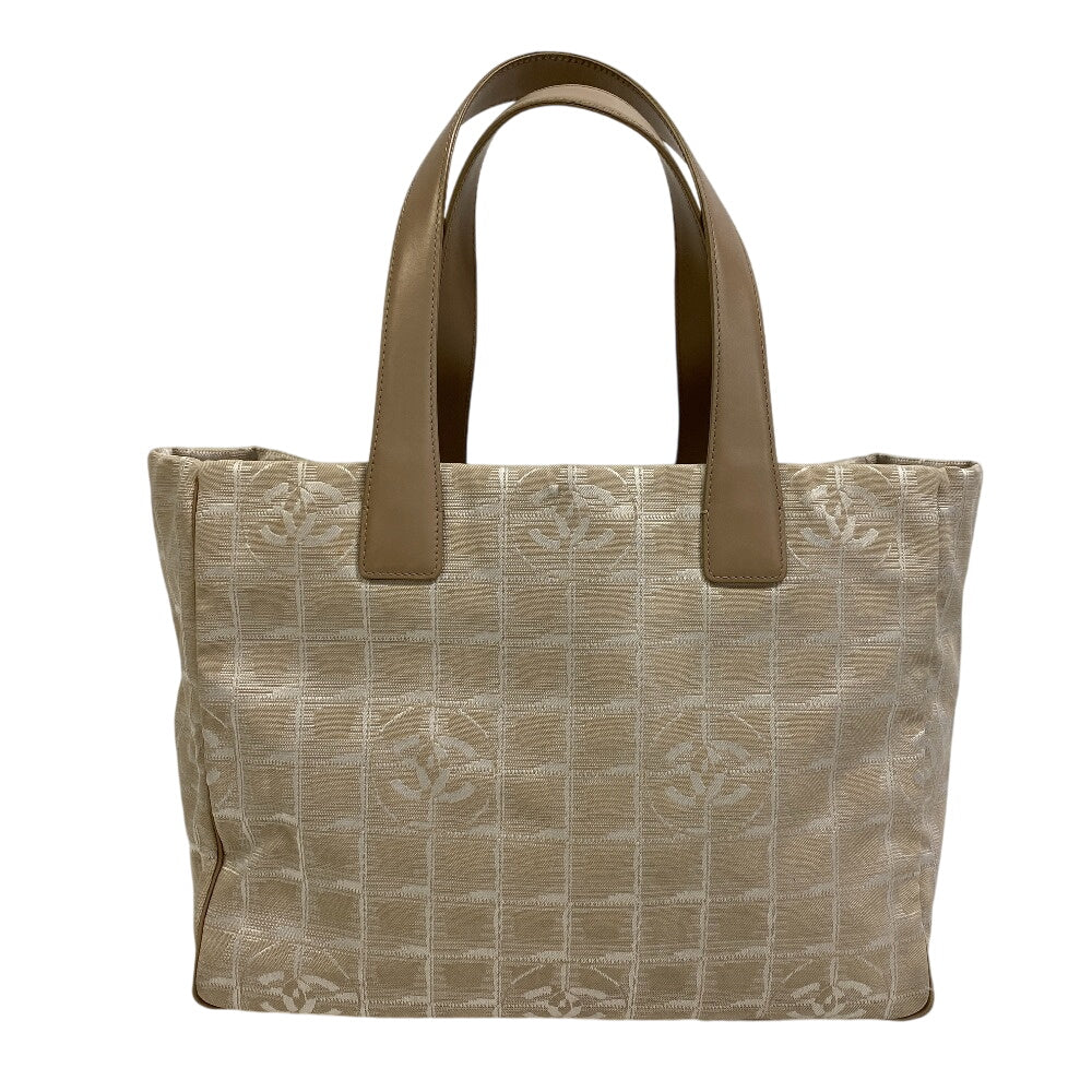 CHANEL Tote Bag Canvas, Leather beige Shoulder handbag New Travel Line MM Women