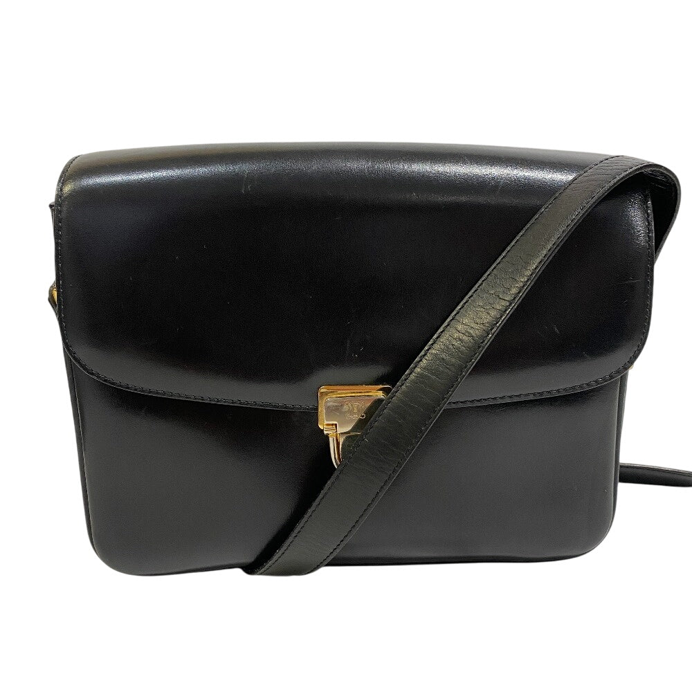 CELINE Shoulder Bag leather black vintage Triomphe Women