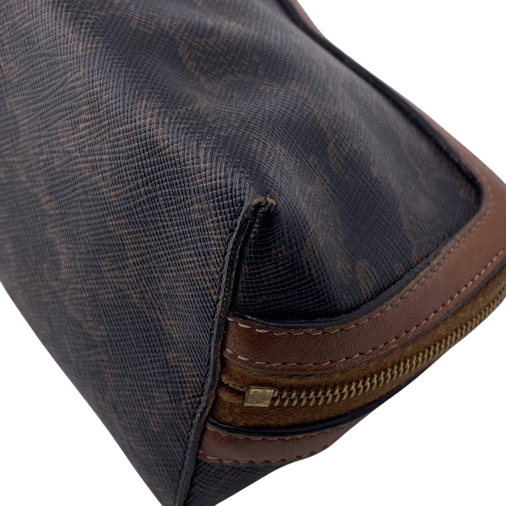CELINE Pouch leather Brown Macadam Pattern Women