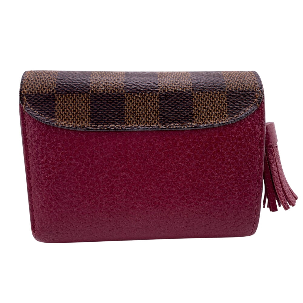LOUIS VUITTON Tri-fold wallet M60216 leather Red Damier Portefeuille Croisette Compact Women