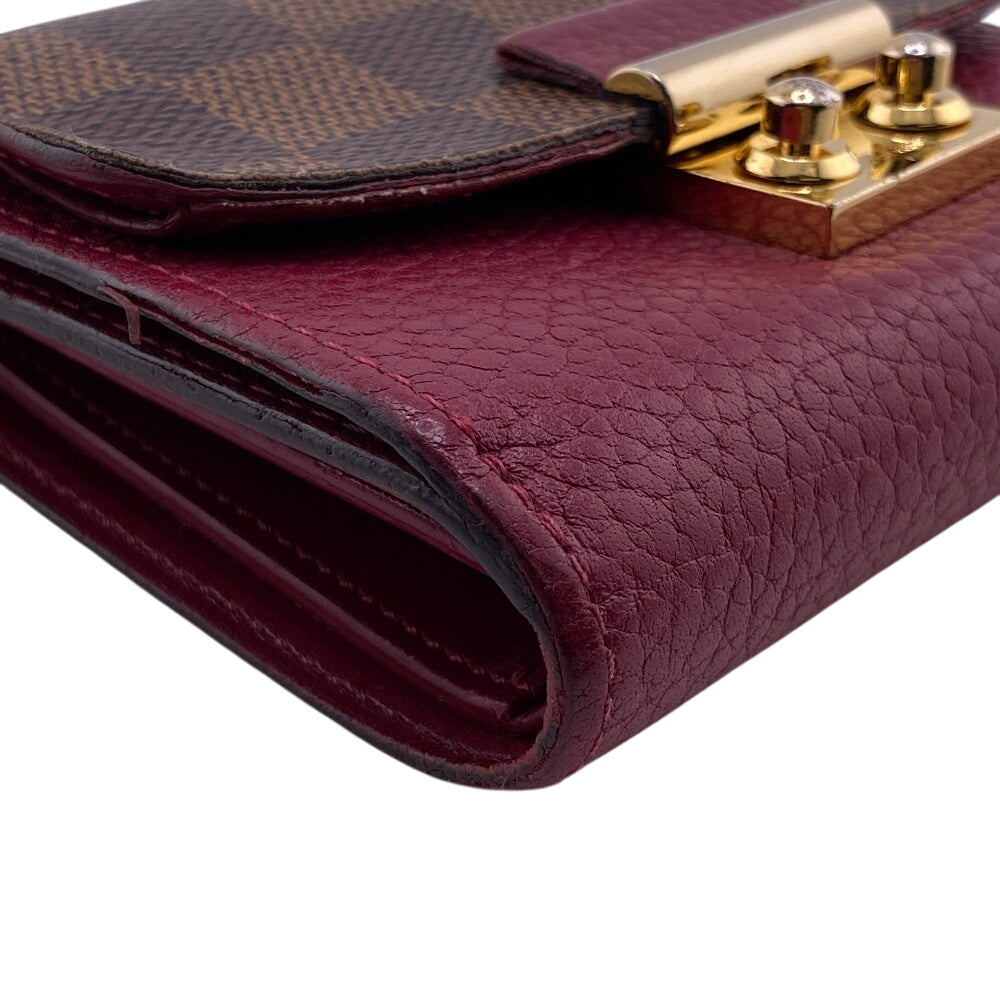 LOUIS VUITTON Tri-fold wallet M60216 leather Red Damier Portefeuille Croisette Compact Women