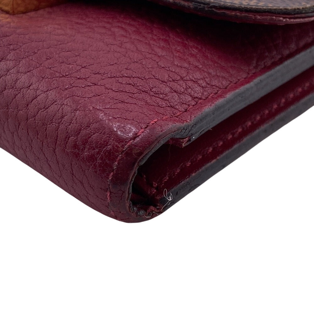 LOUIS VUITTON Tri-fold wallet M60216 leather Red Damier Portefeuille Croisette Compact Women