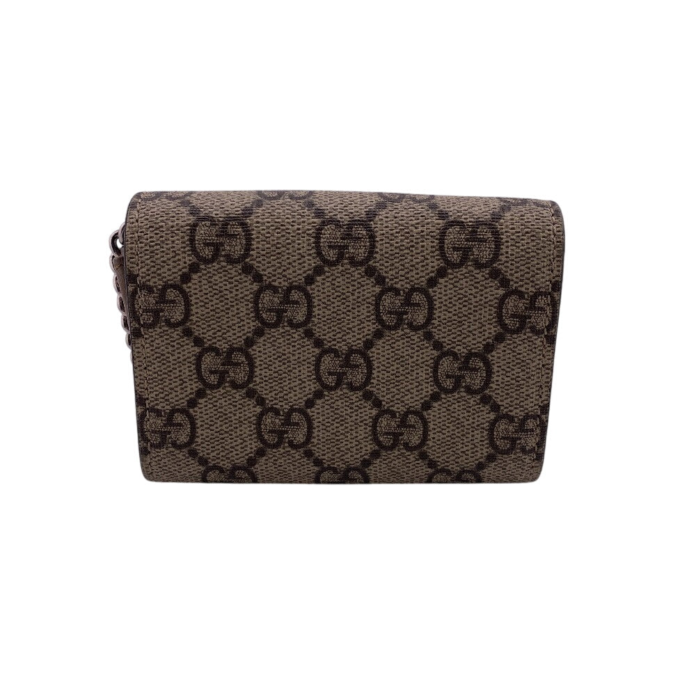 GUCCI Bifold Wallet GG Supreme Canvas beige Chain wallet GG Supreme Women
