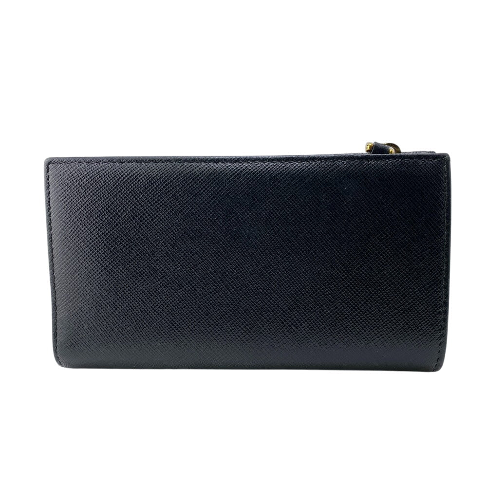PRADA Bifold Wallet 1ML009 leather black W pocket Safiano Women