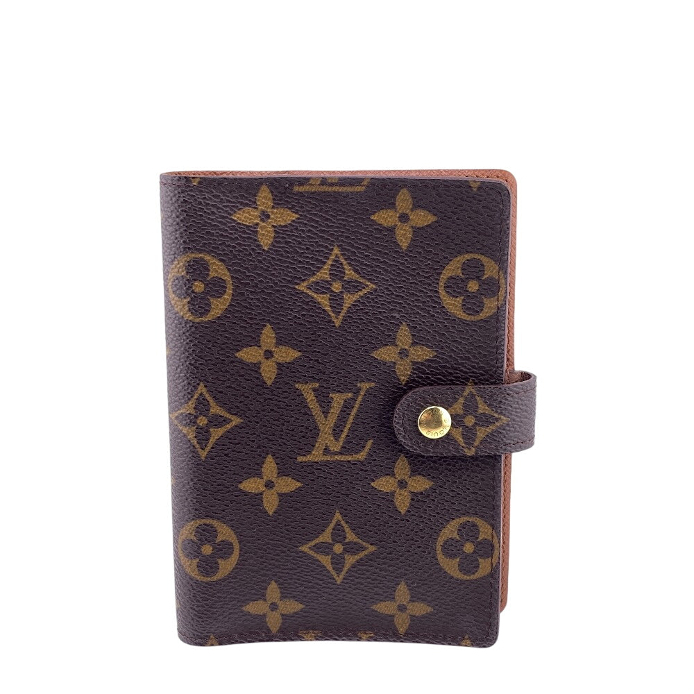 LOUIS VUITTON Notebook cover R20005 Leather, Brown Brown Bifold Wallet Monogram Agenda PM(Unisex)