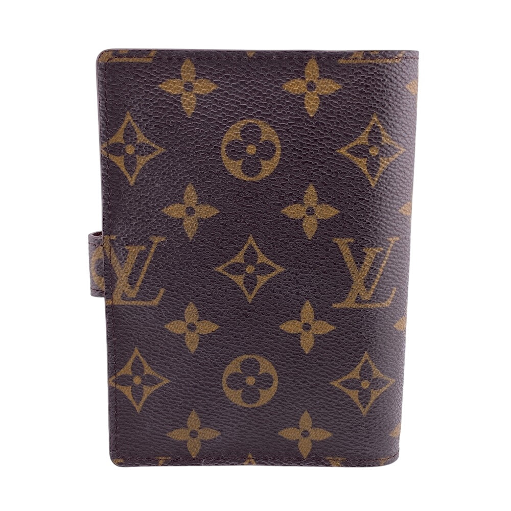 LOUIS VUITTON Notebook cover R20005 Leather, Brown Brown Bifold Wallet Monogram Agenda PM(Unisex)
