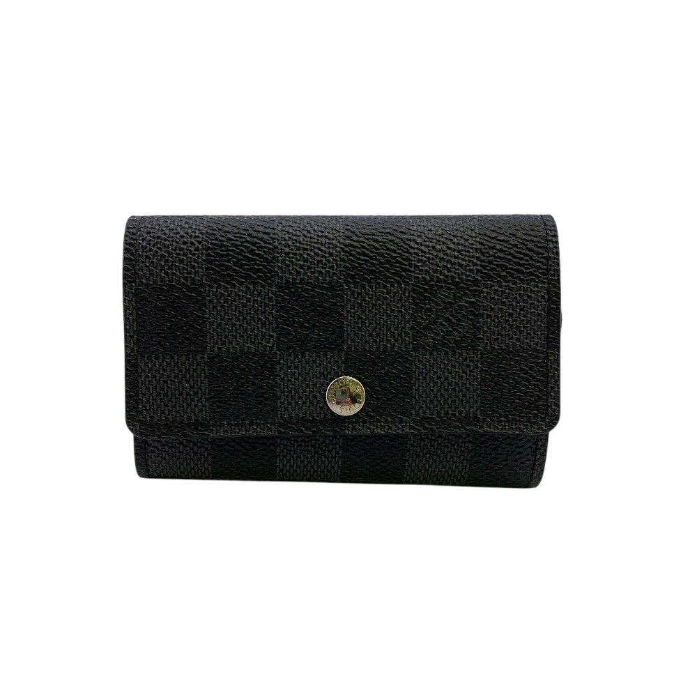 LOUIS VUITTON Key case Key holder  N62662 leather black Damier Grafitte Multicles6