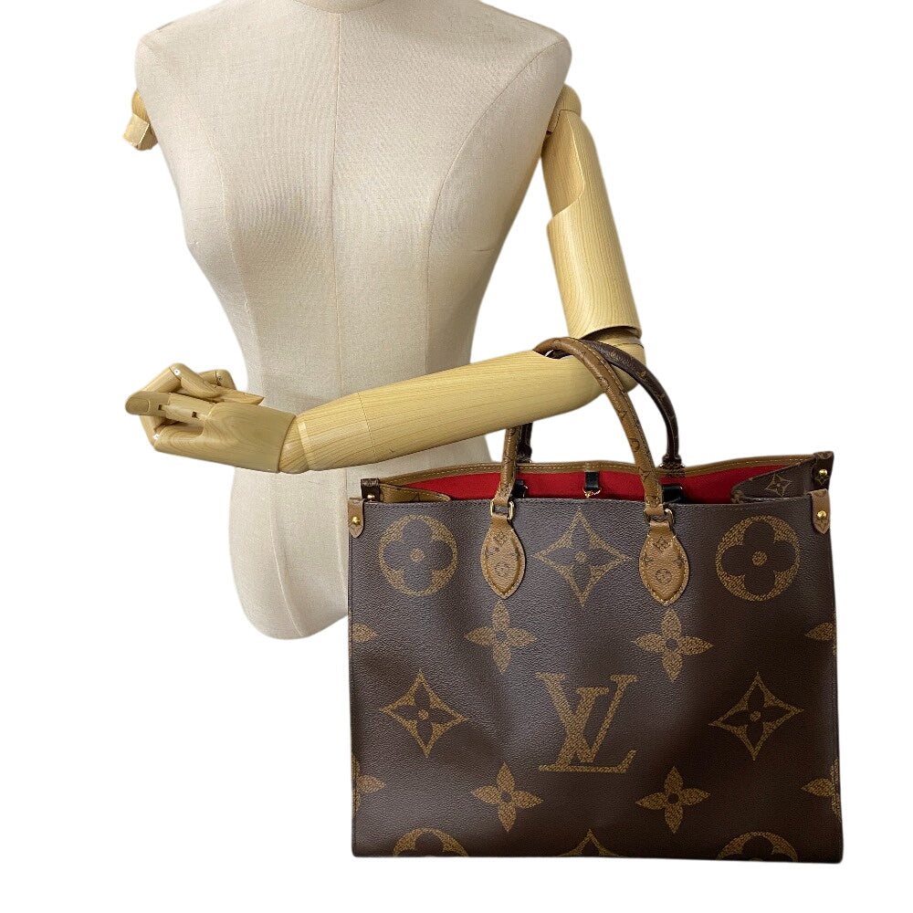 LOUIS VUITTON Tote Bag M45320 leather Brown Monogram Giant On-the-go GM