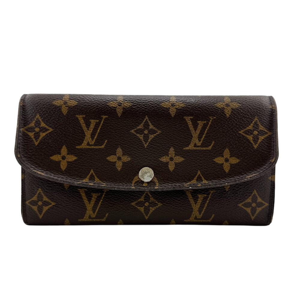 LOUIS VUITTON Long Wallet Purse M60697 leather Brown Monogram Portefeuille Emily
