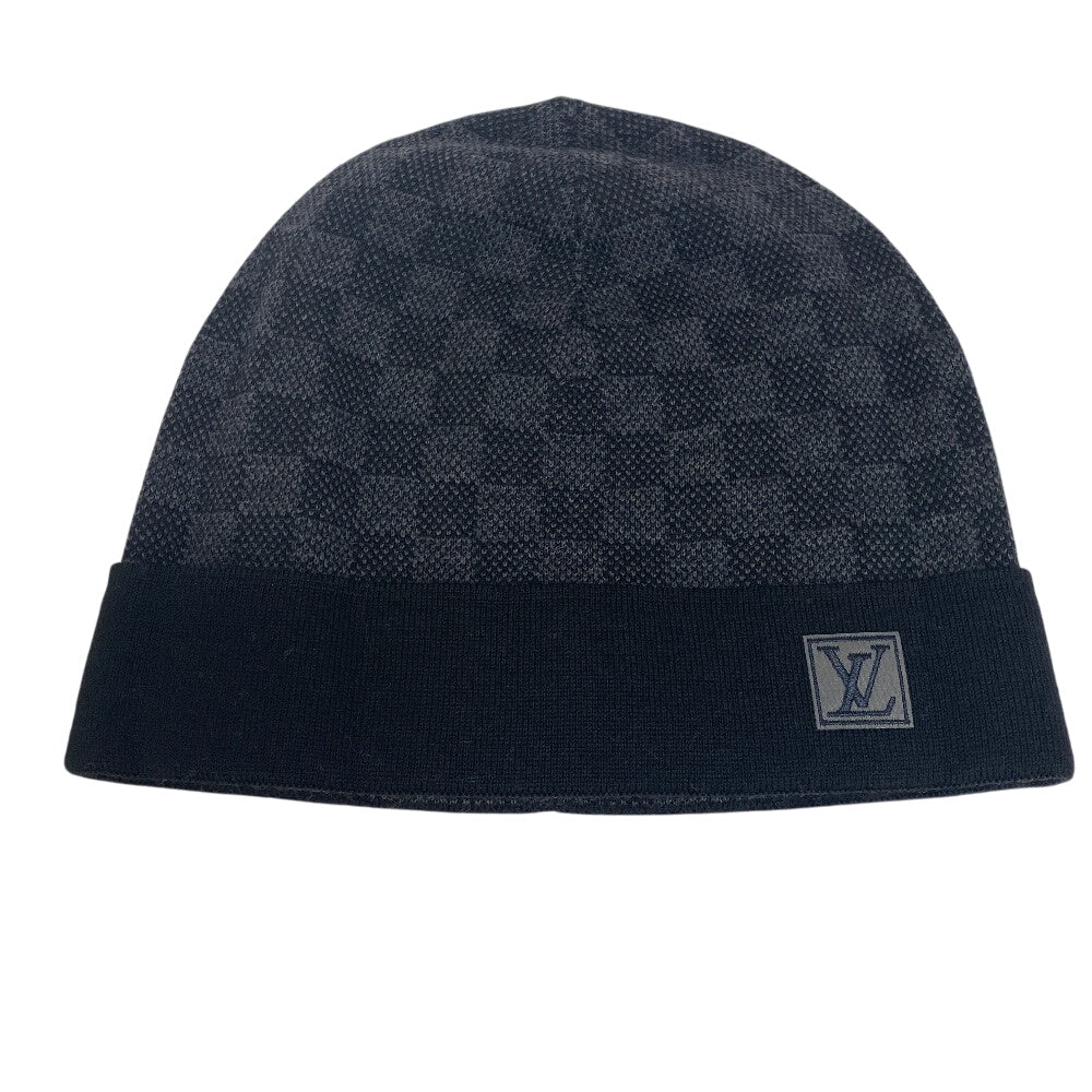 LOUIS VUITTON Knit cap M70009 wool black Damier Graphite Bonnet Petit Damier