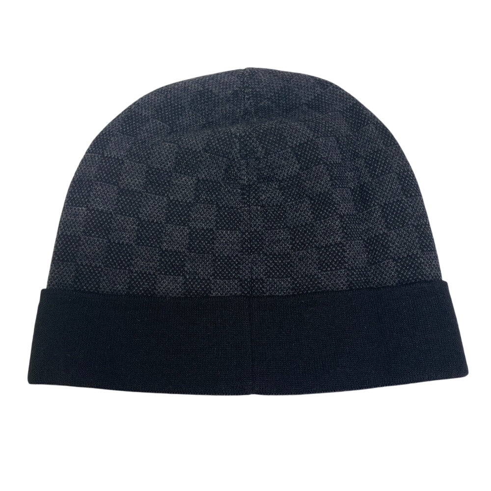 LOUIS VUITTON Knit cap M70009 wool black Damier Graphite Bonnet Petit Damier