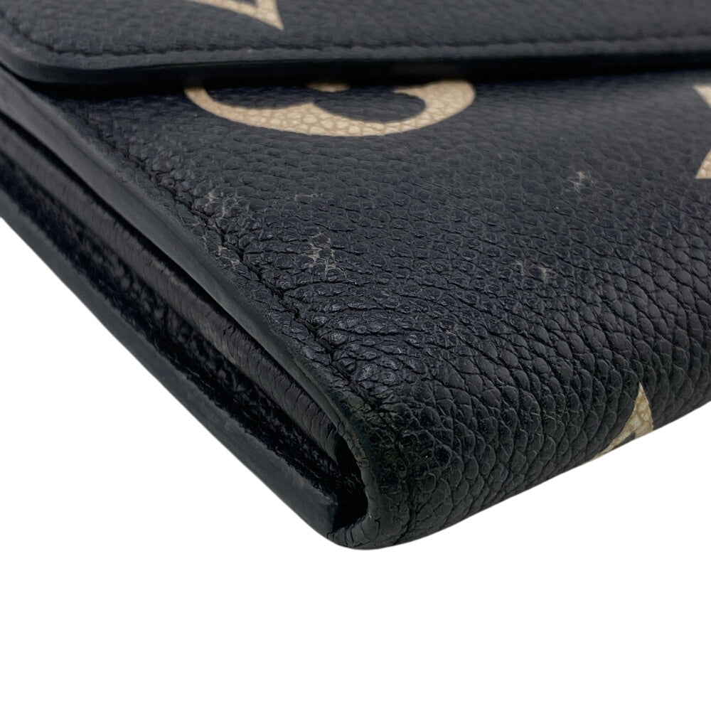 LOUIS VUITTON Long Wallet Purse M80496 leather black Monogram Ann Platt Portefeuille Sarah