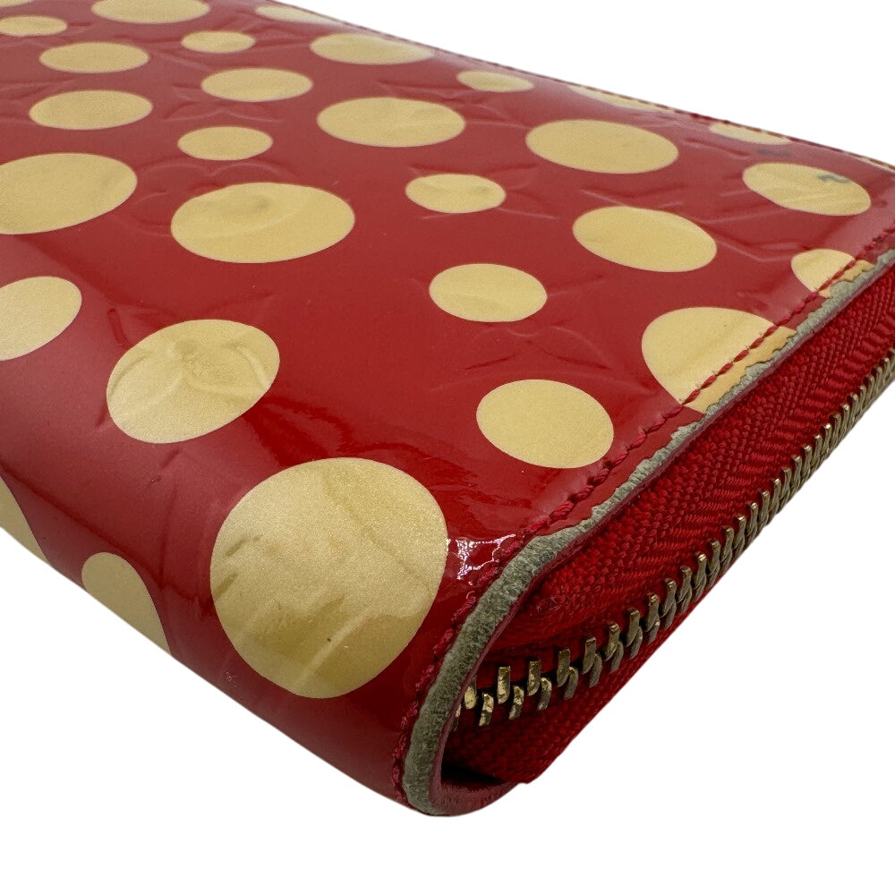 LOUIS VUITTON Long Wallet Purse M91572 Monogram Vernis Red Dot infinity Zippy wallet