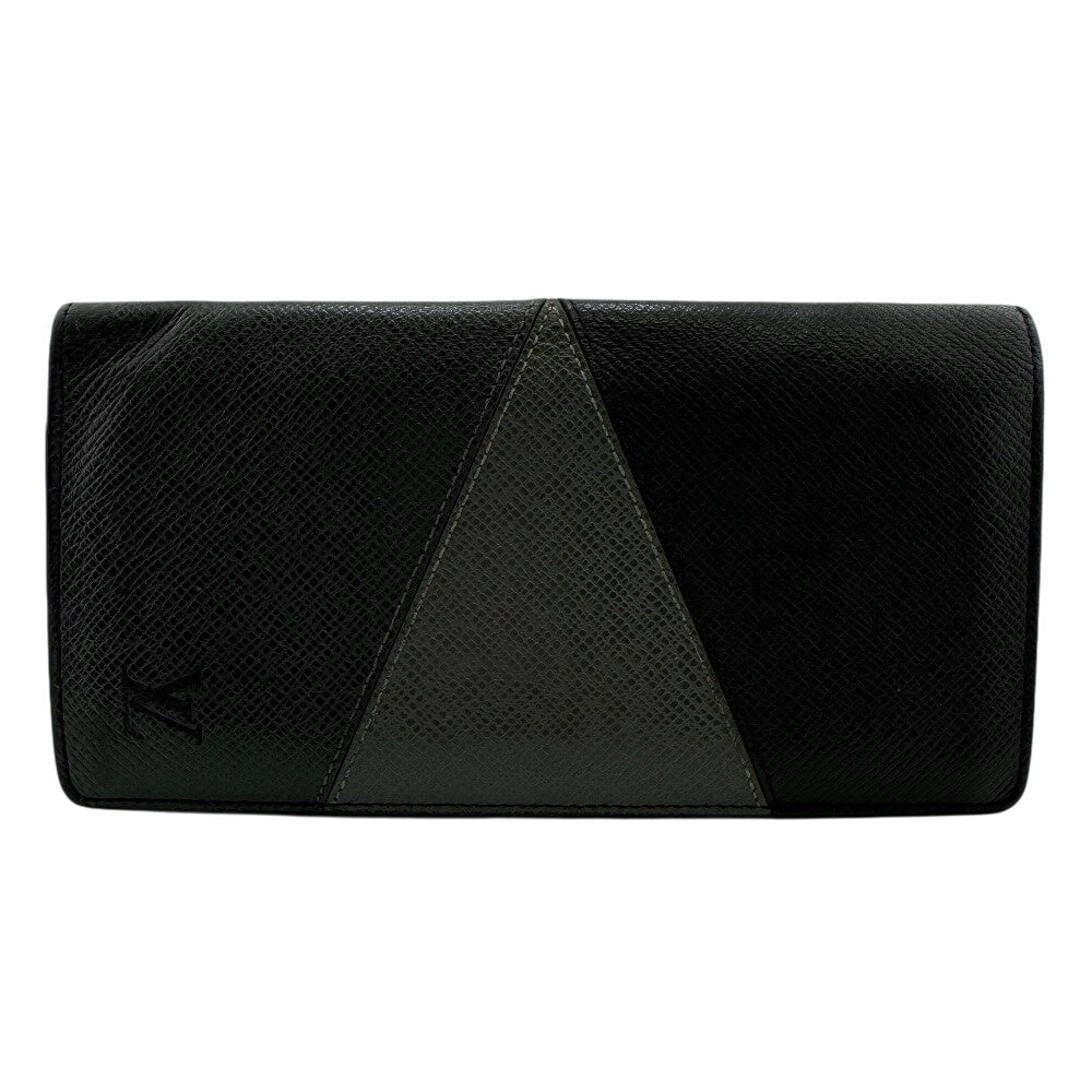 LOUIS VUITTON Long Wallet Purse M30715 Taiga, Leather black Taiga Portefeuille BrazzaNM
