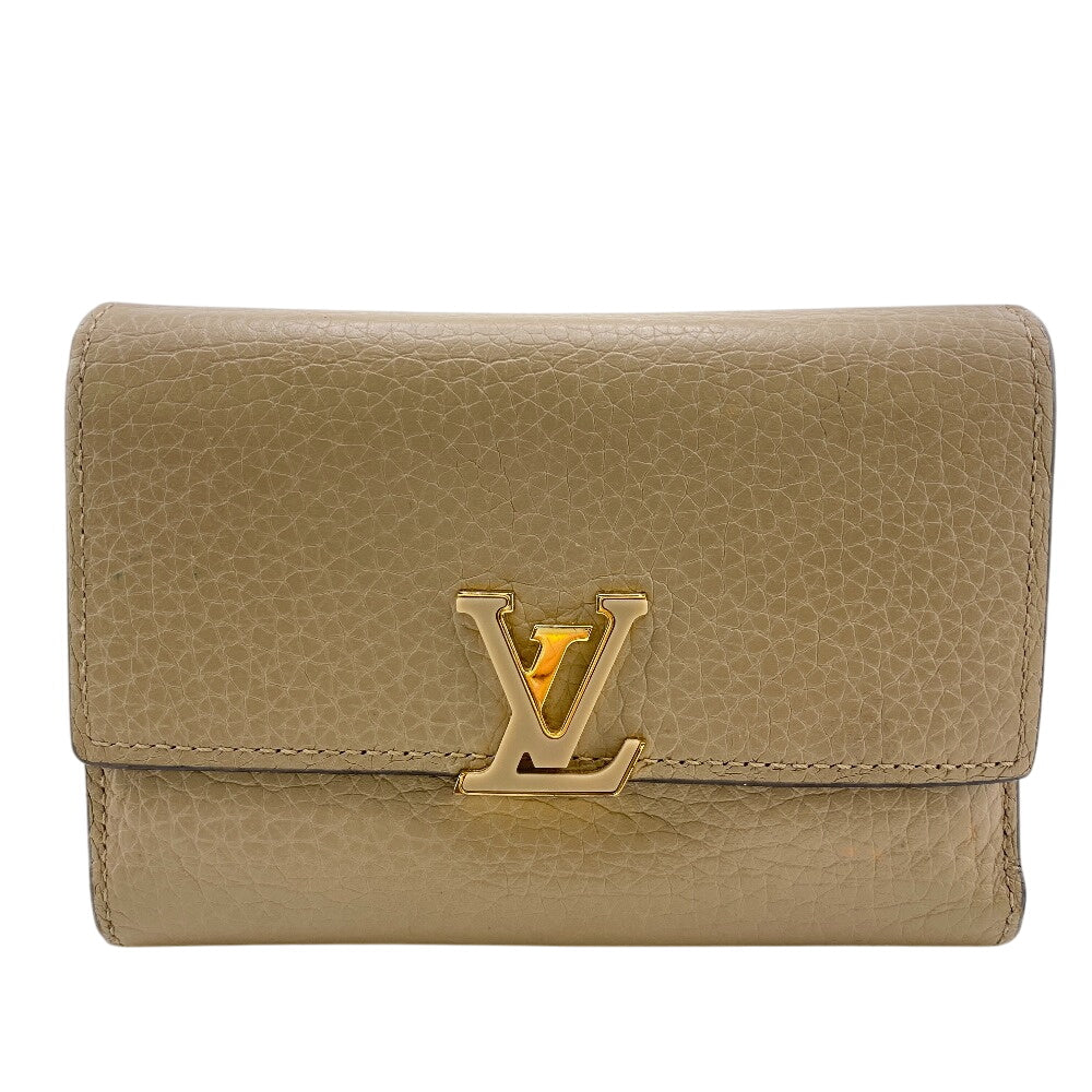 LOUIS VUITTON Bifold Wallet M62159 leather beige Taurillon Clemence Portefeuille Capucines Compact