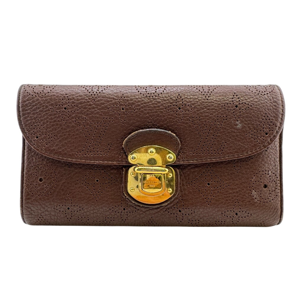 LOUIS VUITTON Long Wallet Purse M95995 Mahina, Leather Brown Mahina Portefeuille Amelia