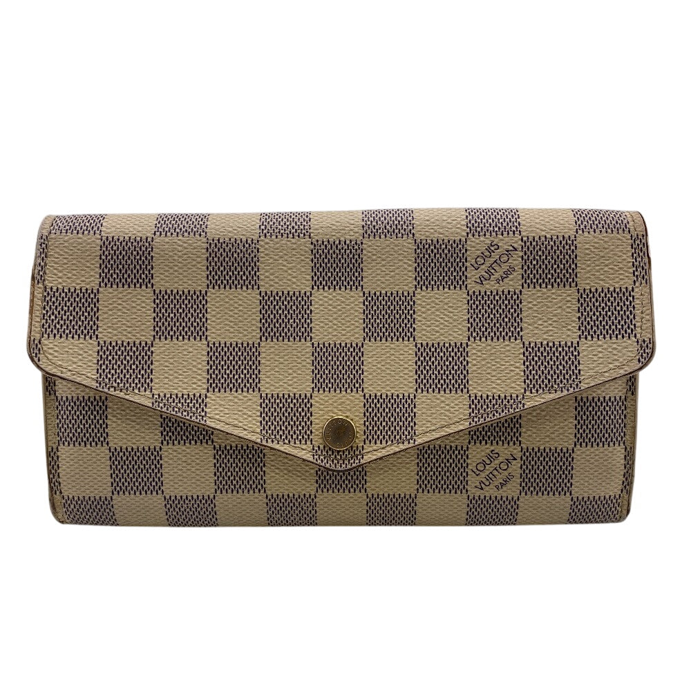 LOUIS VUITTON Long Wallet Purse N63208 leather white Damier Azur Portefeuille Sarah