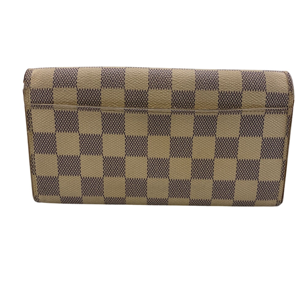 LOUIS VUITTON Long Wallet Purse N63208 leather white Damier Azur Portefeuille Sarah