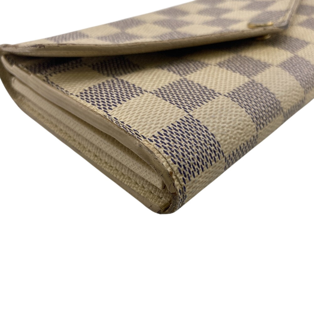 LOUIS VUITTON Long Wallet Purse N63208 leather white Damier Azur Portefeuille Sarah