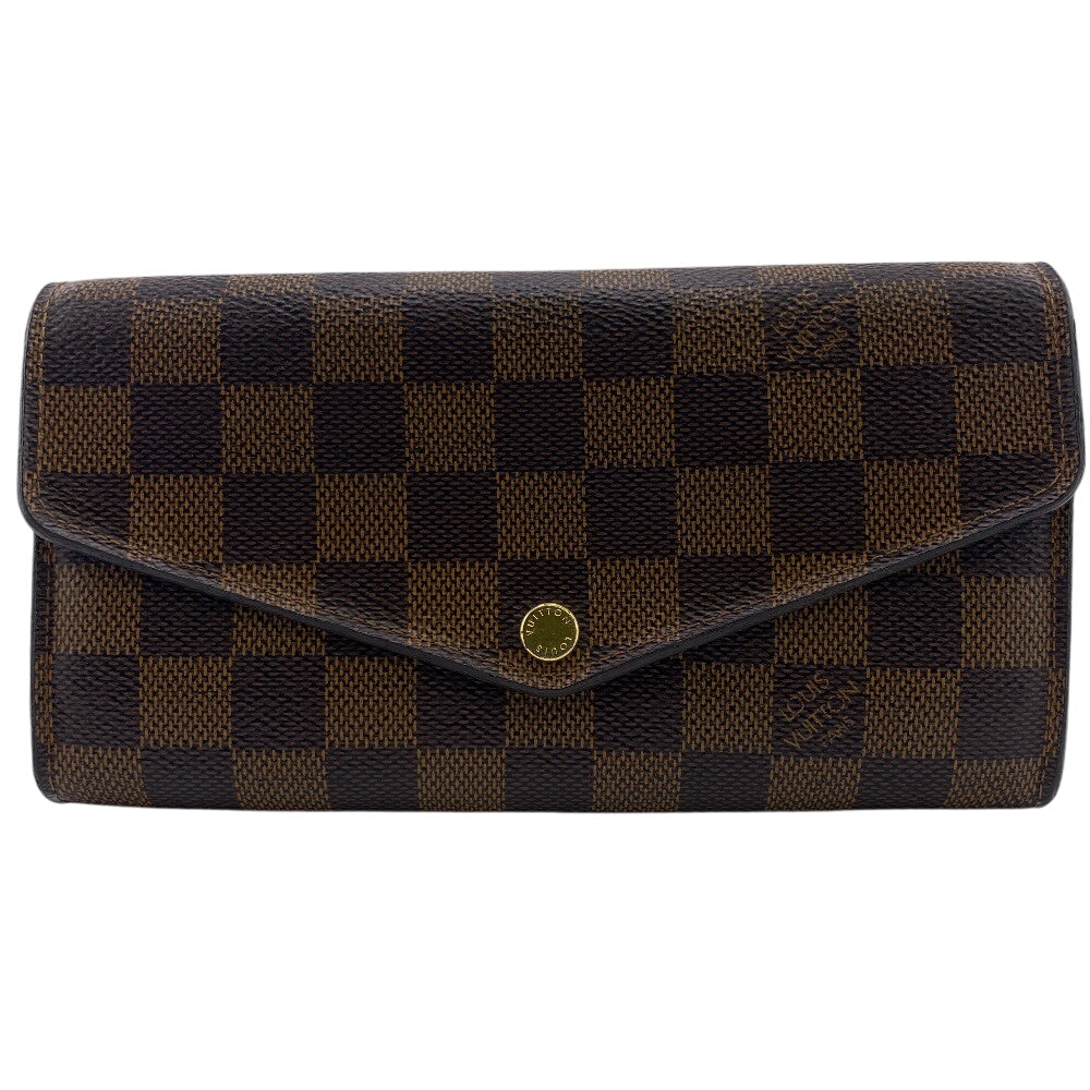 LOUIS VUITTON Long Wallet Purse N63209 leather Brown Damier Portefeuille Sarah