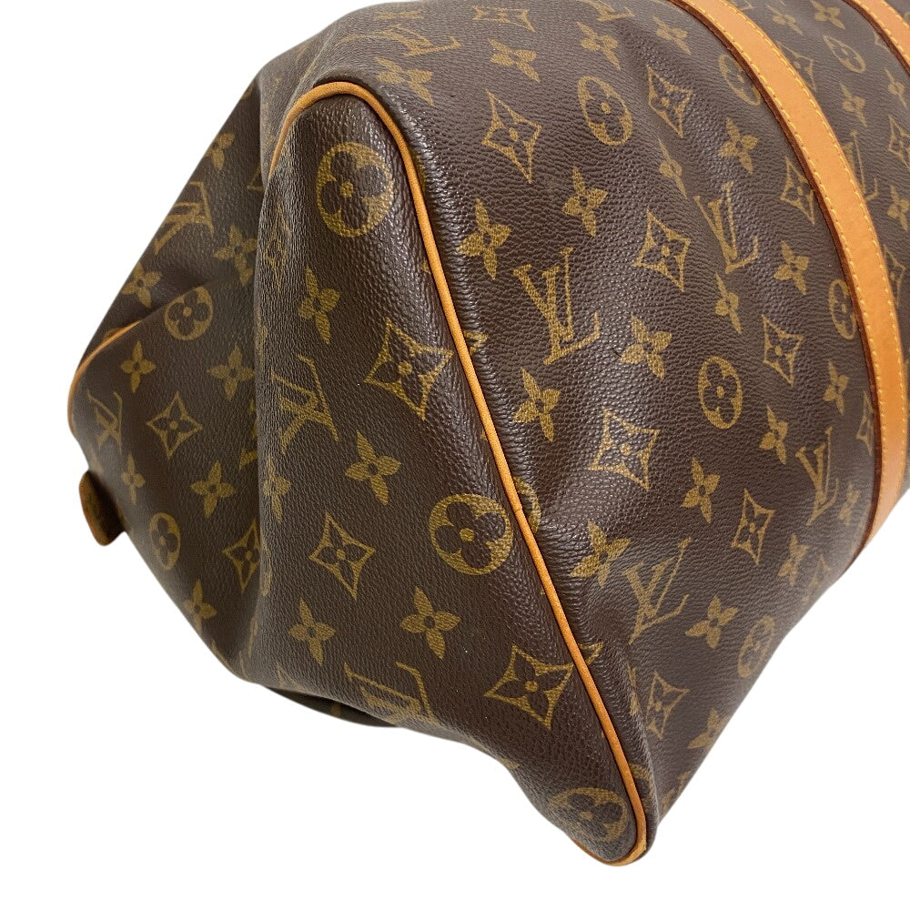 LOUIS VUITTON Boston Duffel bag Leather, Cloth Brown Monogram Keepall 45