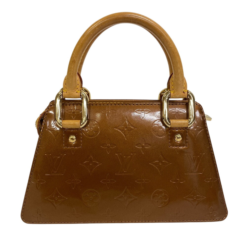 LOUIS VUITTON Handbag M91120 Patent leather, leather Brown Monogram Vernis Mini Four Size