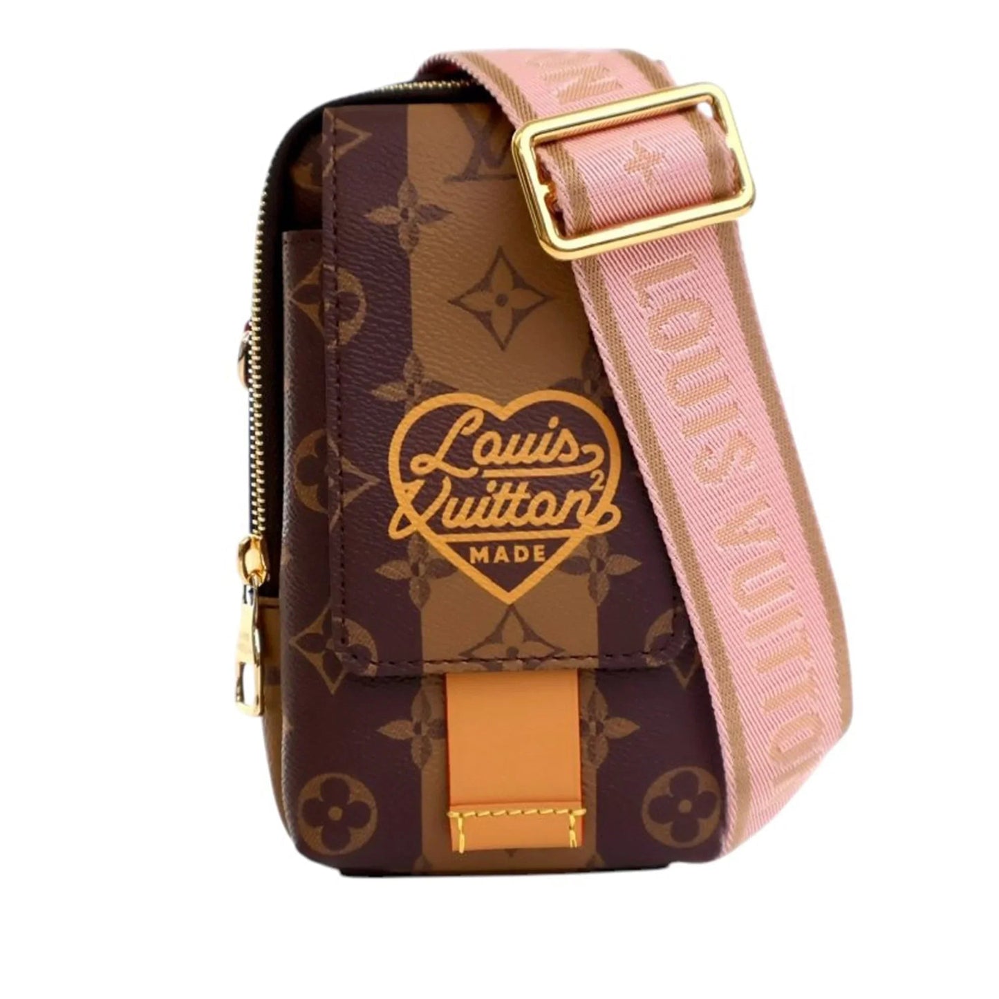 Brown Louis Vuitton Nigo Monogram Reverse Double Phone Pouch Crossbody Bag