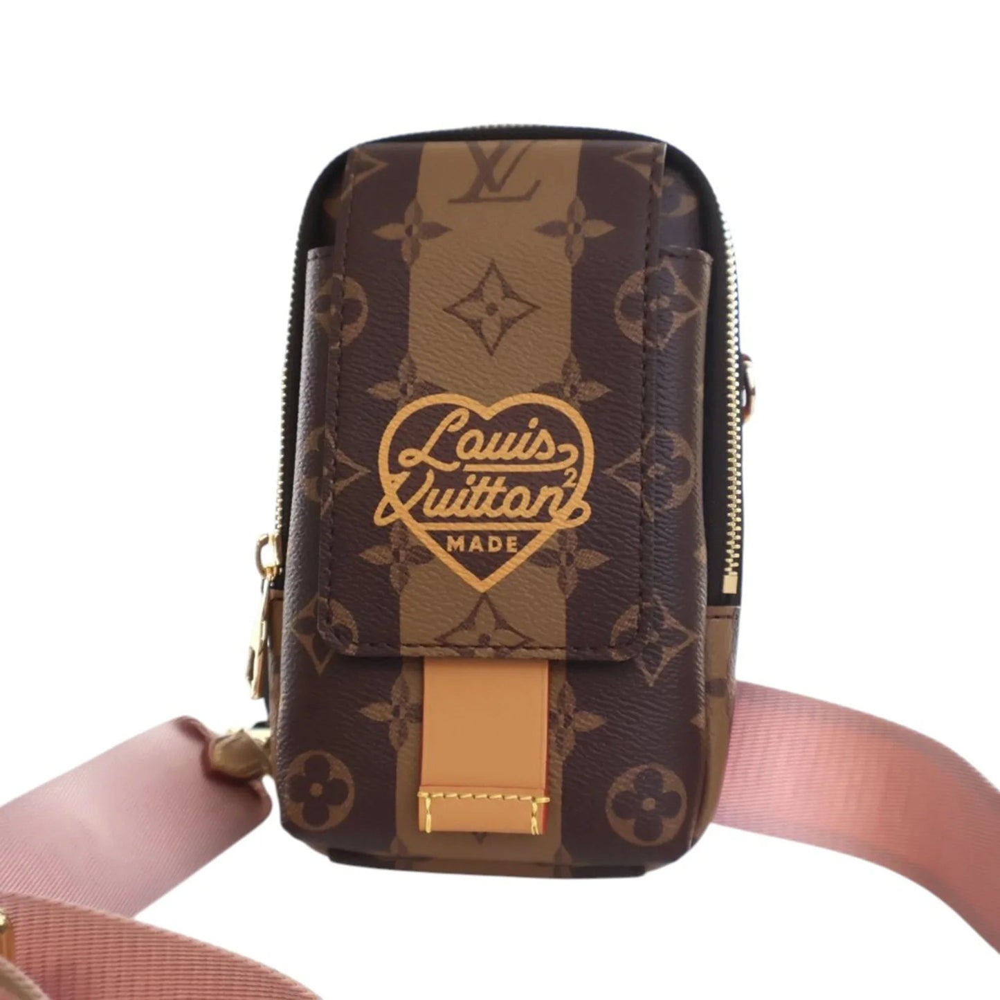 Brown Louis Vuitton Nigo Monogram Reverse Double Phone Pouch Crossbody Bag