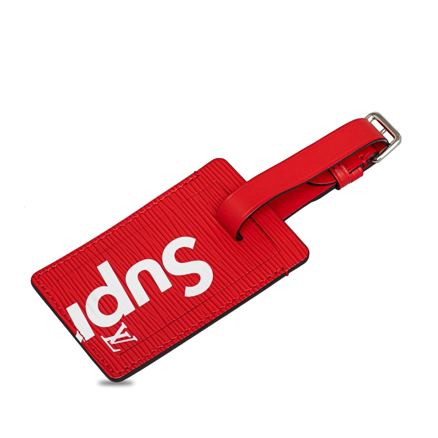 Red Louis Vuitton x Supreme Epi Logo Luggage Tag