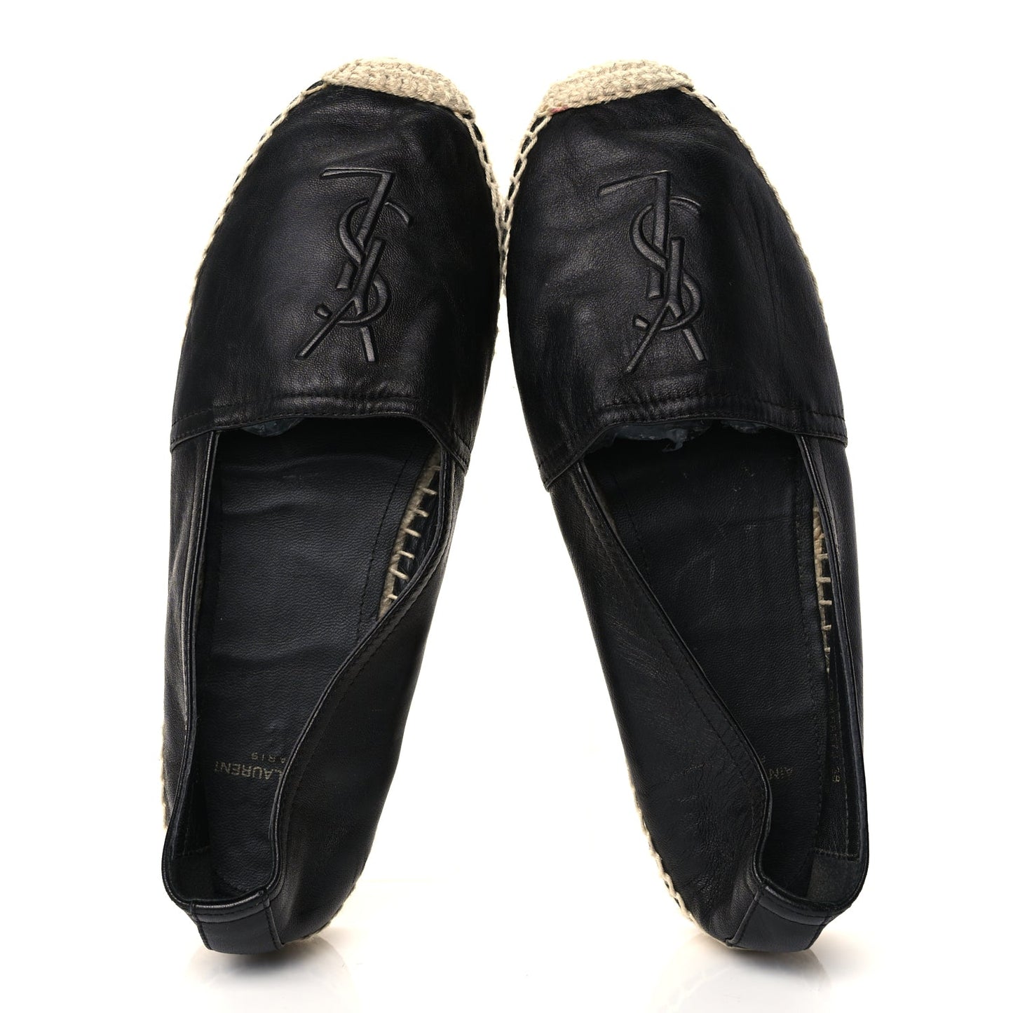 Saint Laurent Lambskin Monogram Espadrilles 38 Black