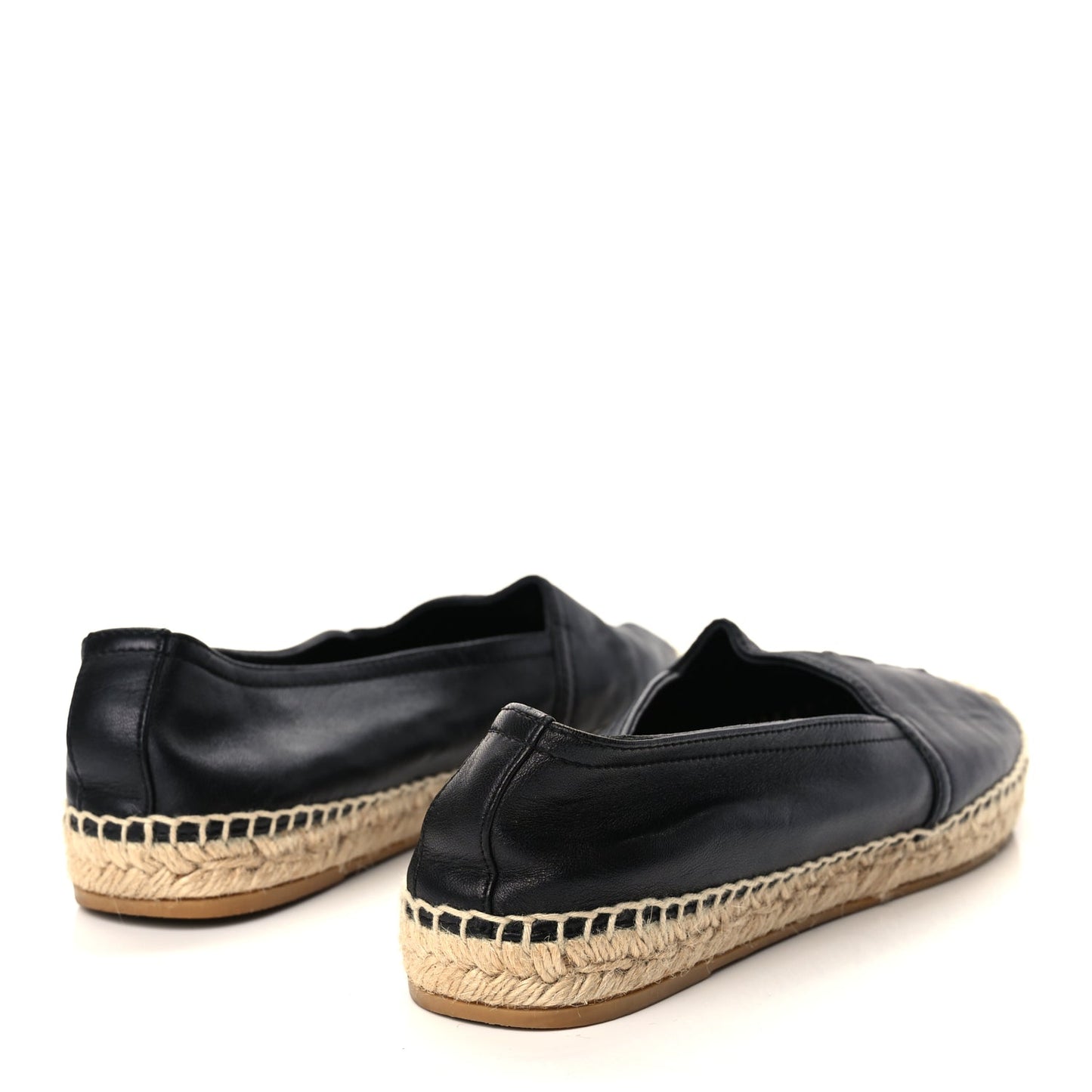 Saint Laurent Lambskin Monogram Espadrilles 38 Black