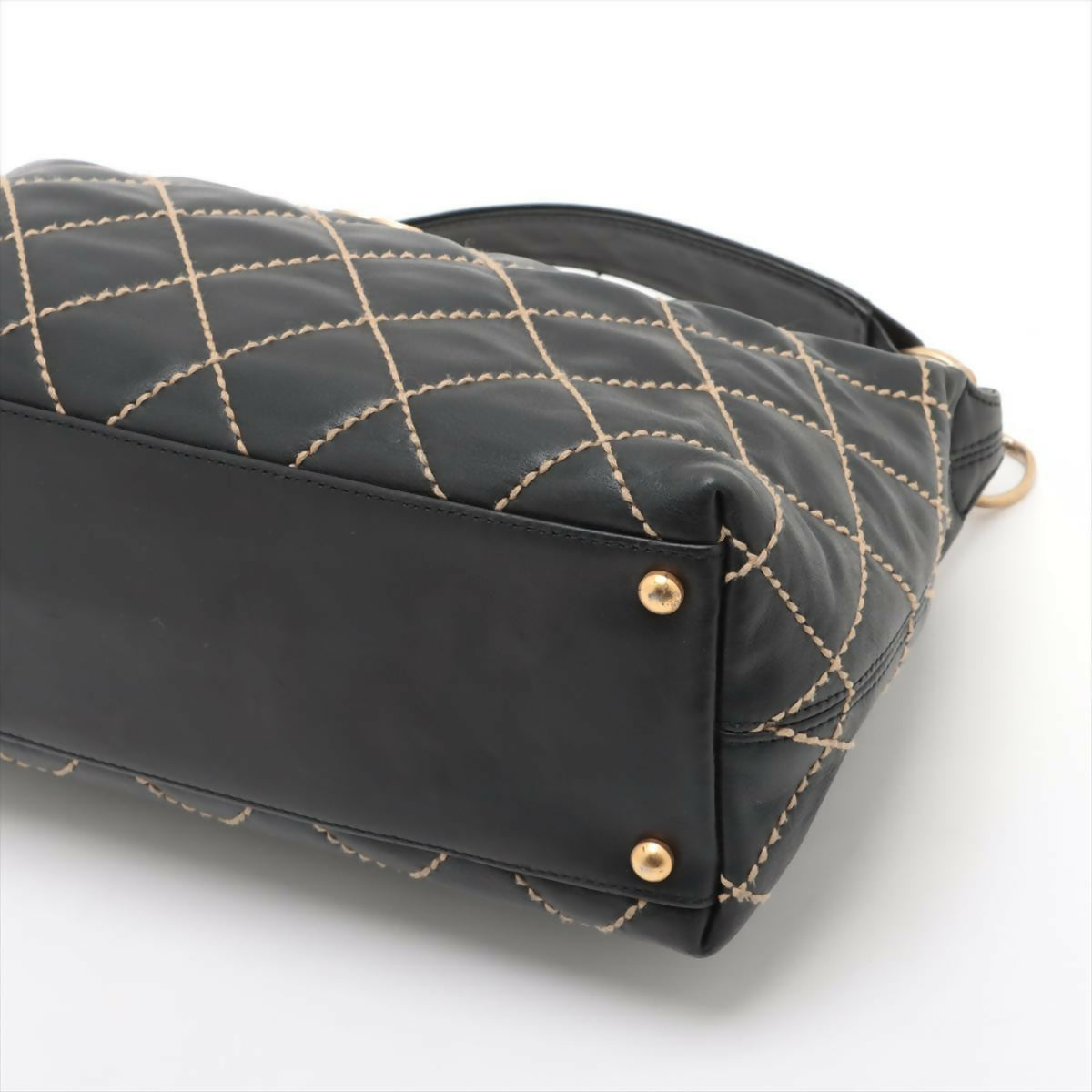 Chanel  Black Lambskin Leather Handbag with Gold Hardware