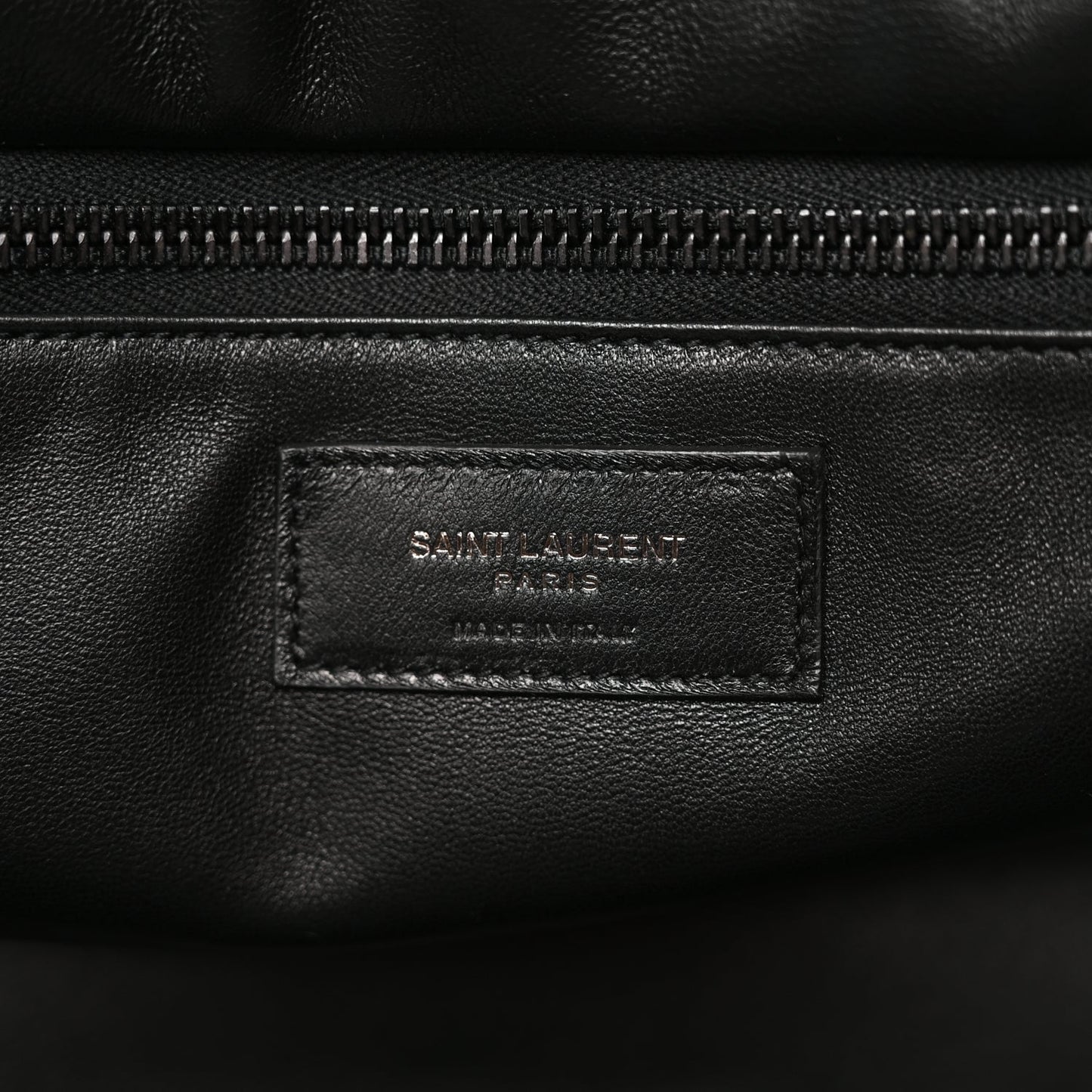 Saint Laurent Lambskin Wide Puffer Tote Black Black
