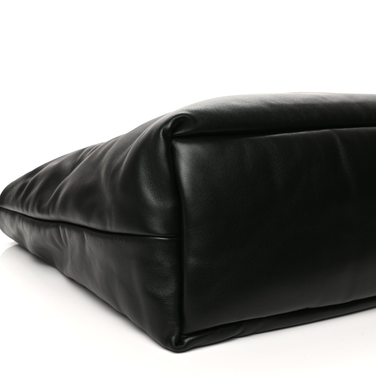 Saint Laurent Lambskin Wide Puffer Tote Black Black