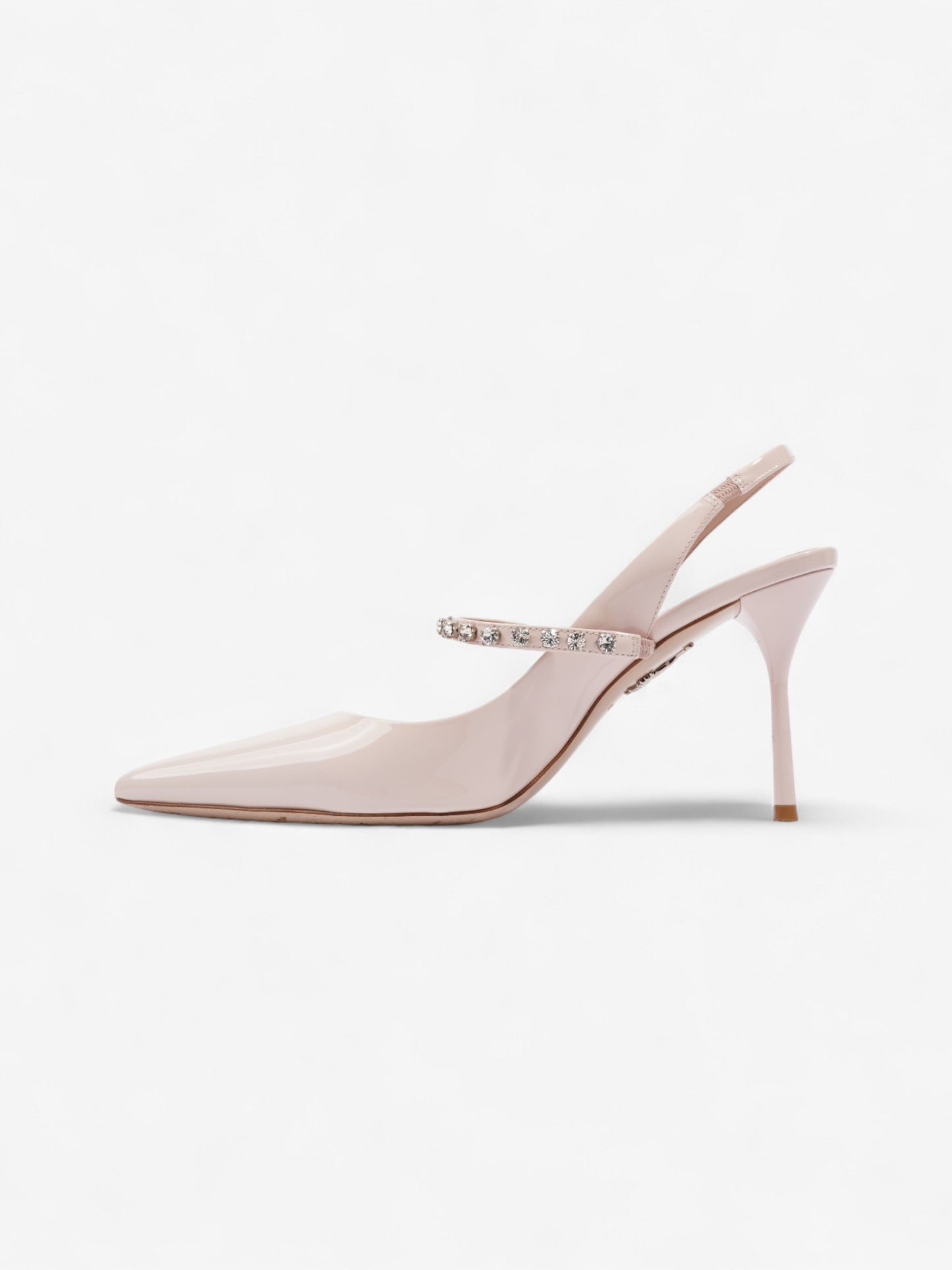 Louis Vuitton Slingback with Crystals 85mm Pale Pink Patent Leather EU 39 UK 6