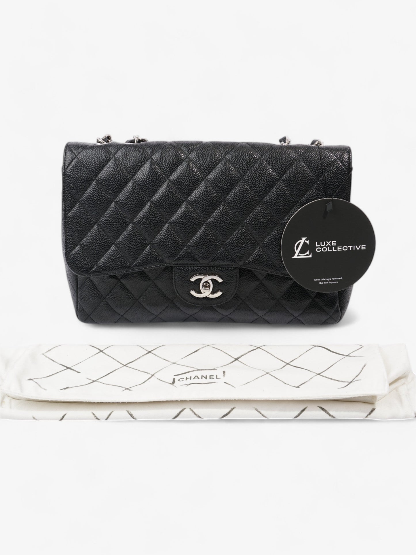 Chanel Classic Single Flap Black Caviar Leather Jumbo