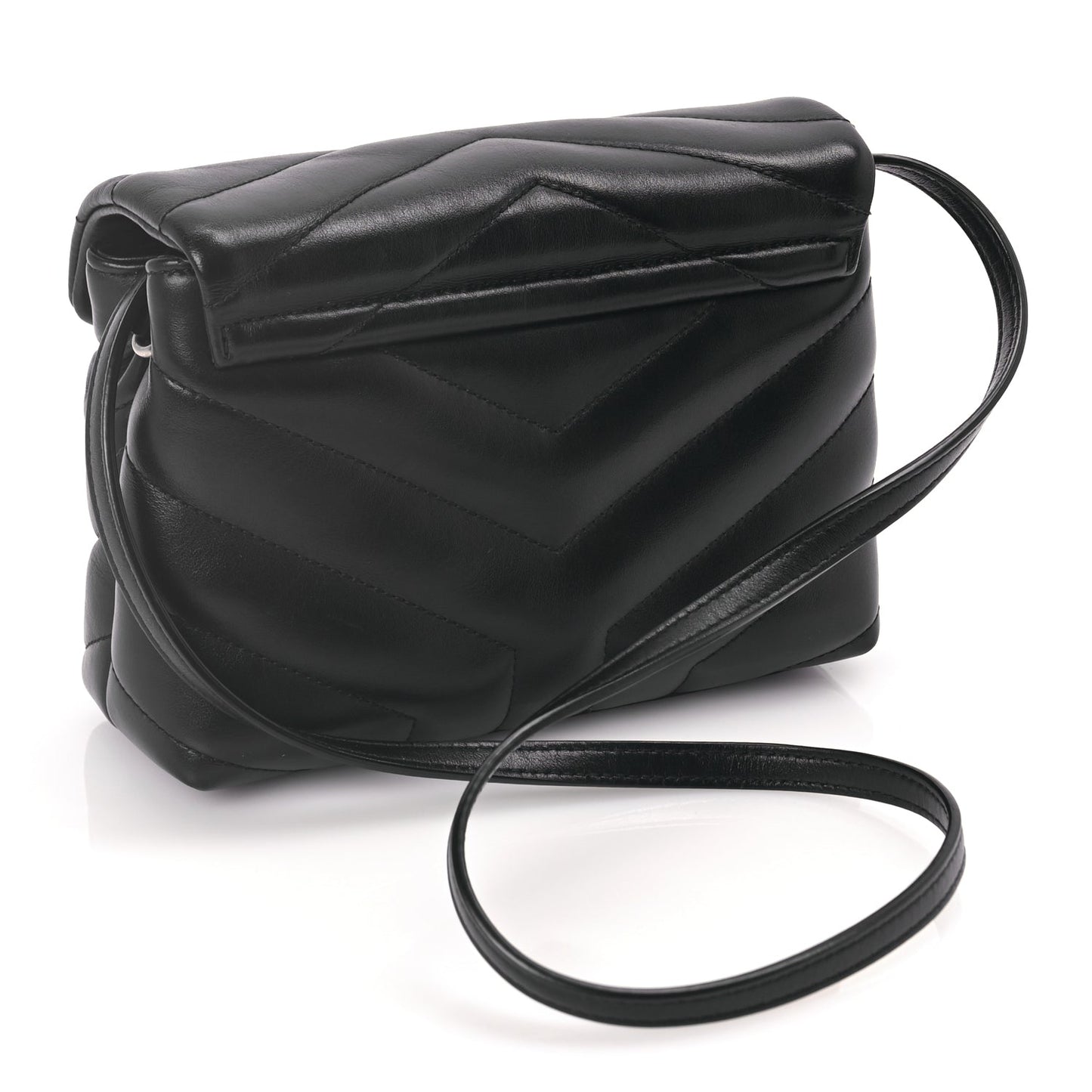 Saint Laurent Calfskin Y Quilted Monogram Toy Loulou Crossbody Bag Black