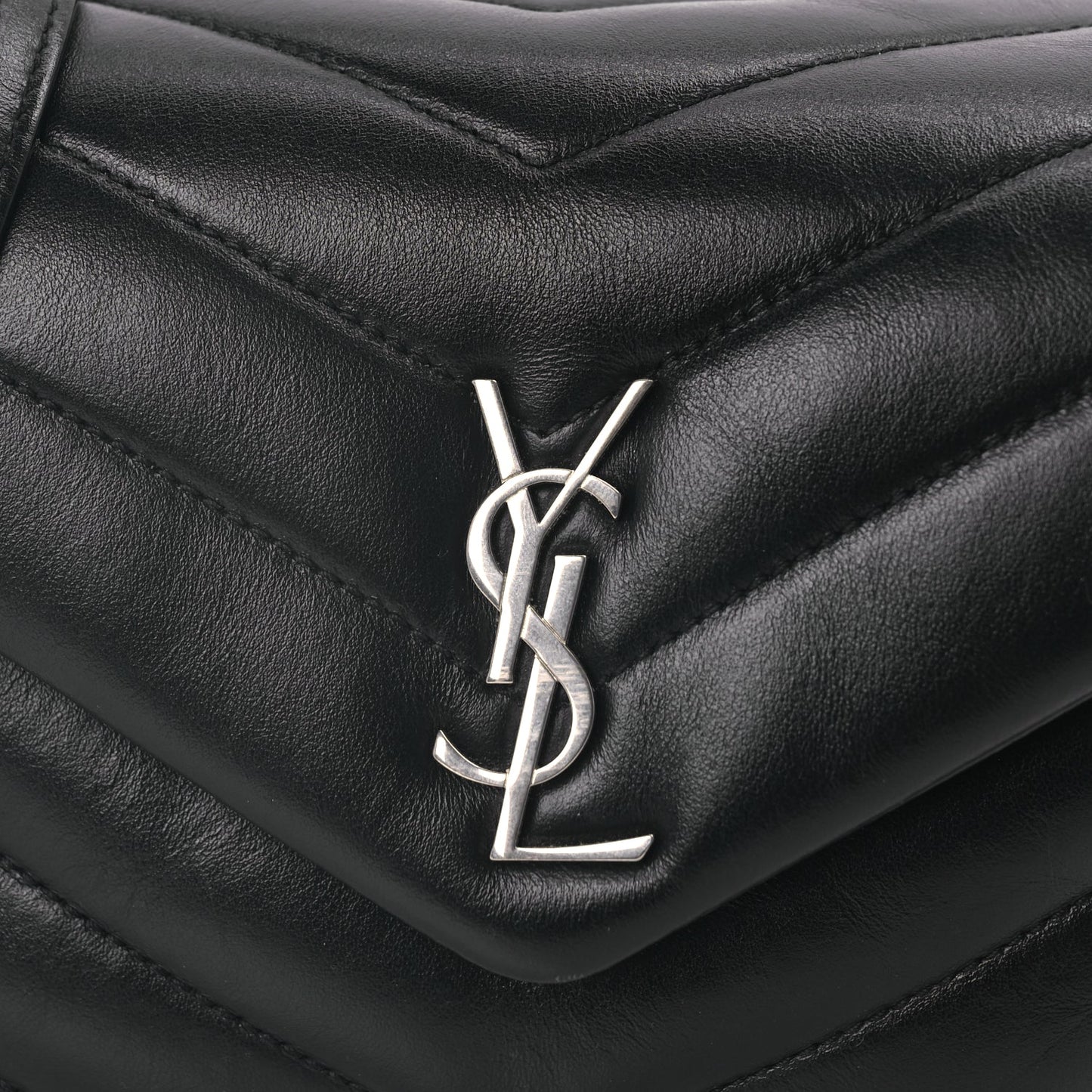 Saint Laurent Calfskin Y Quilted Monogram Toy Loulou Crossbody Bag Black