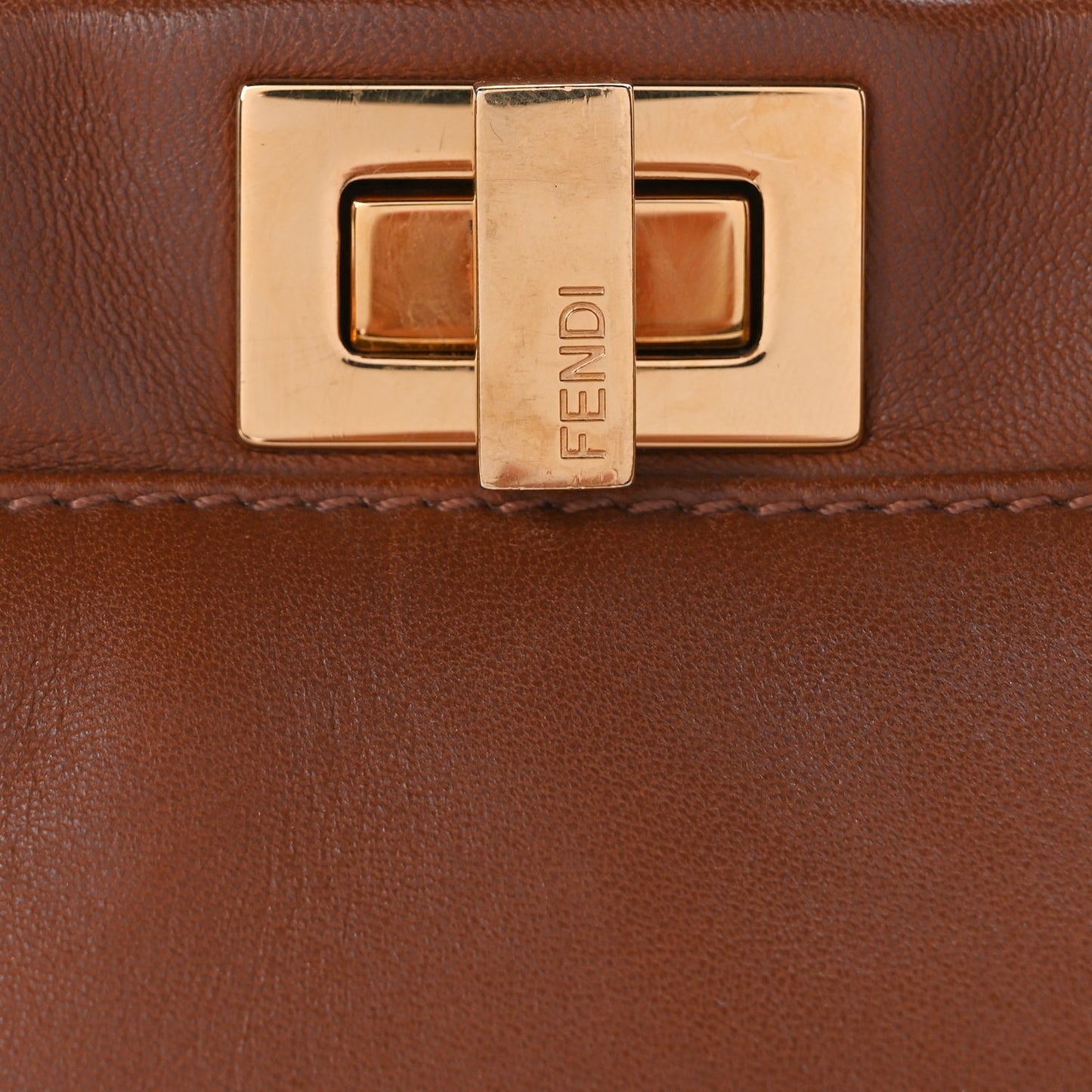 Fendi Nappa Mini Peekaboo Iconic Satchel Corteccia