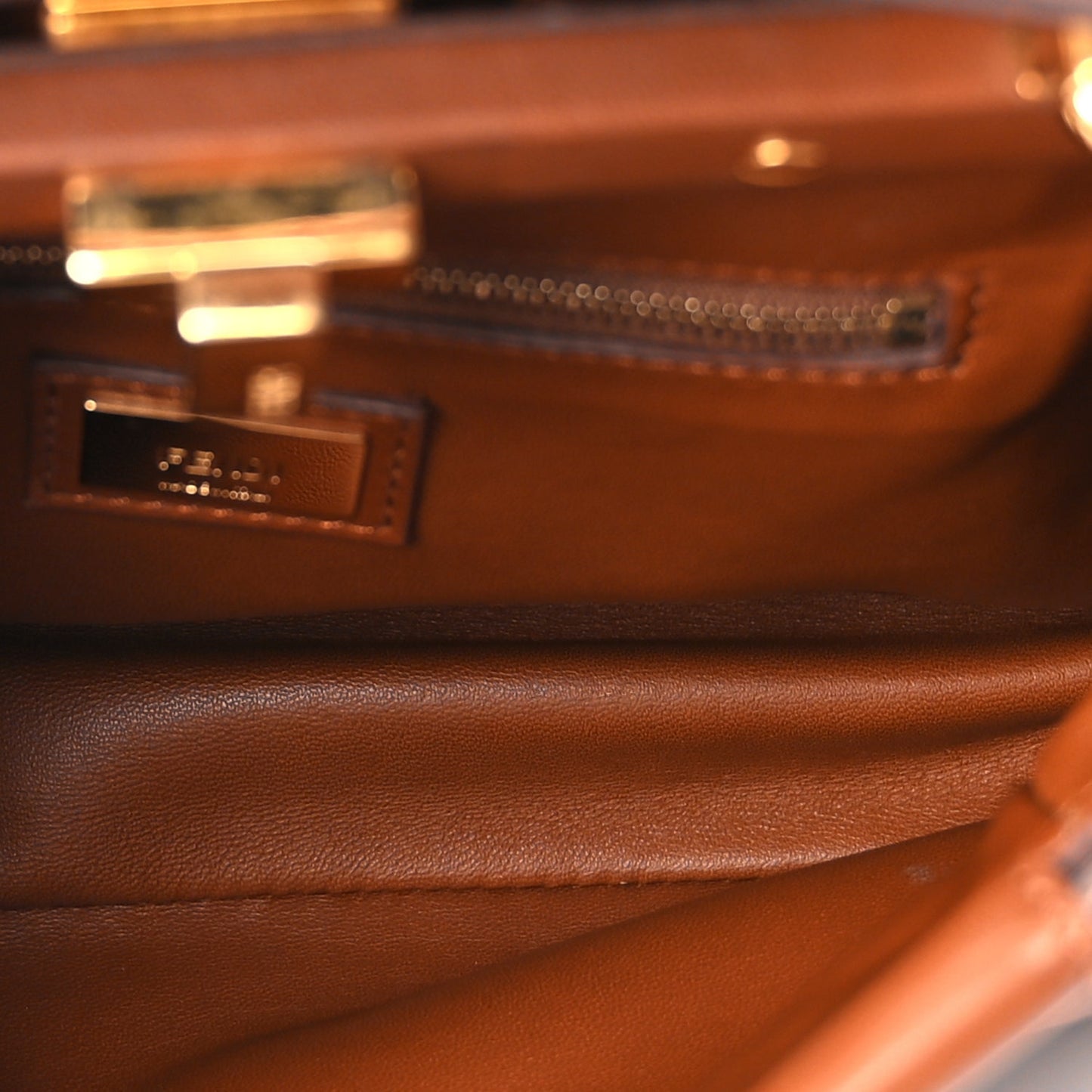 Fendi Nappa Mini Peekaboo Iconic Satchel Corteccia