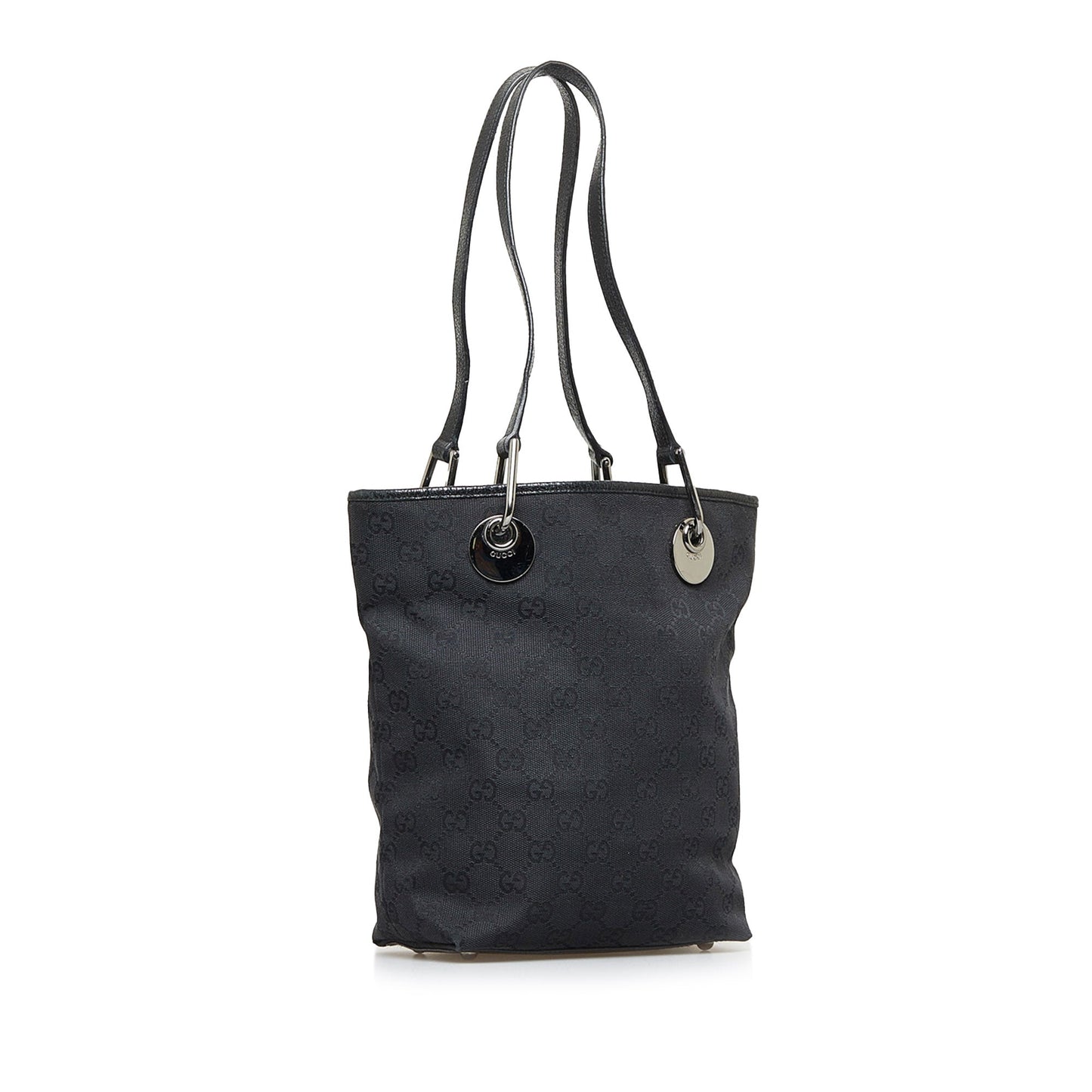 Gucci Black Leather Canvas Tote Style 26