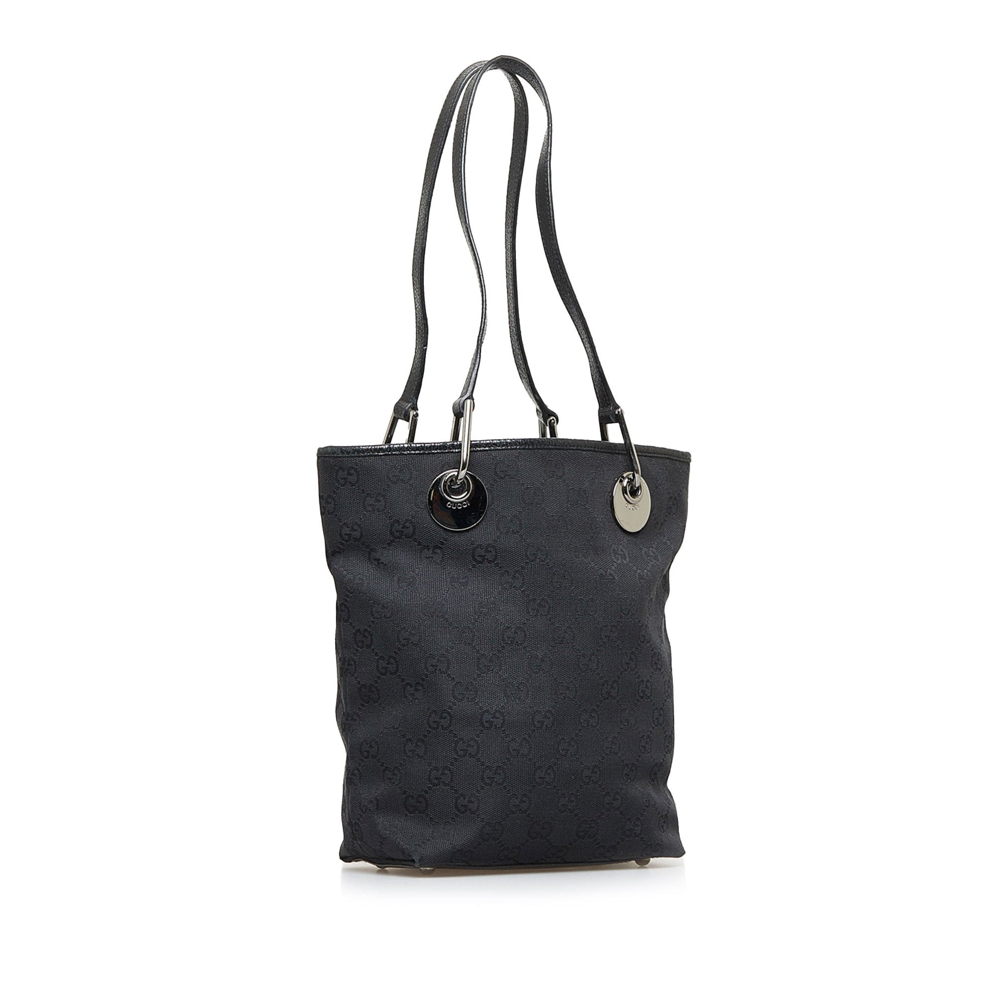 Gucci Black Leather Canvas Tote Style 26