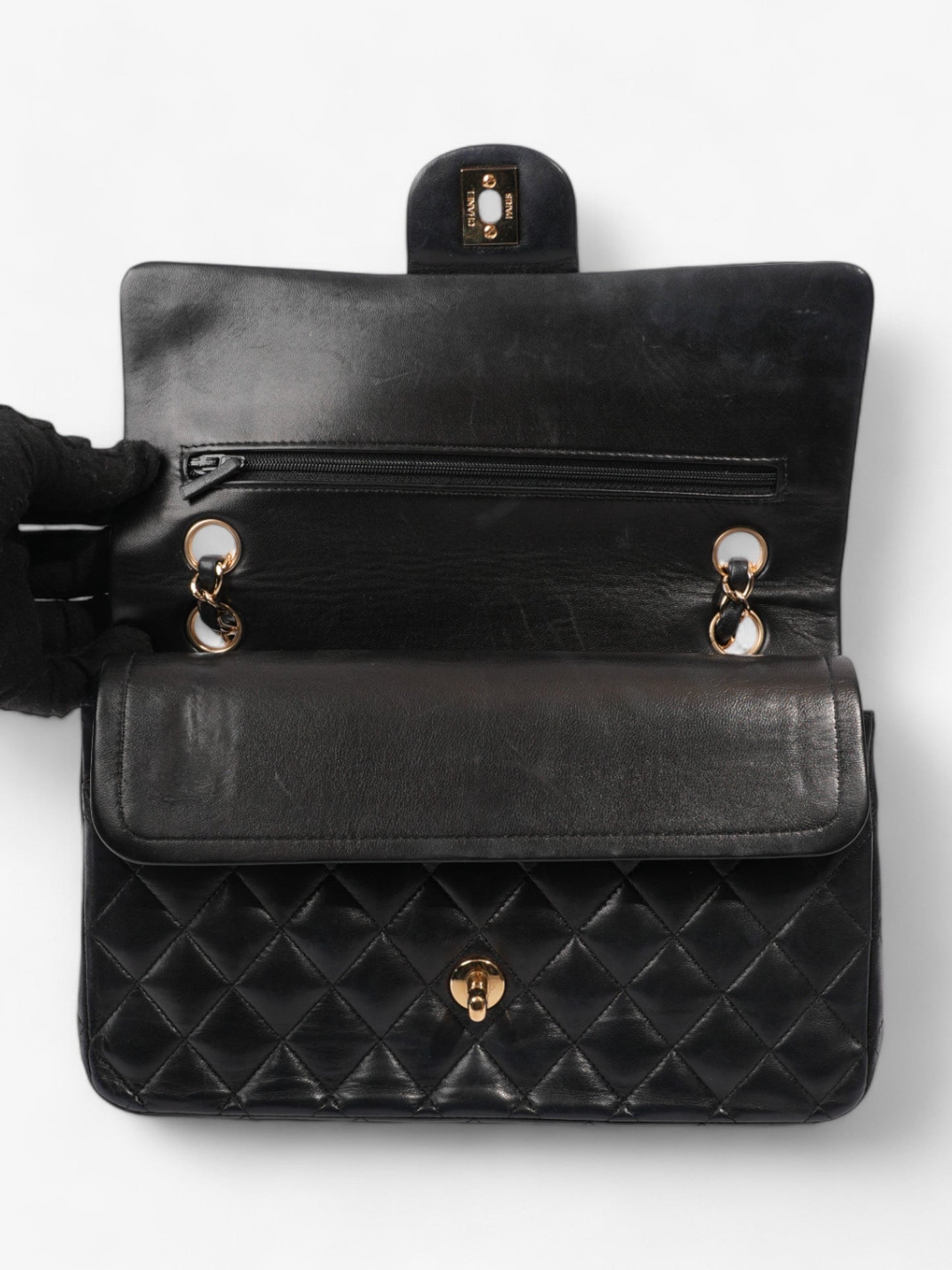 Chanel Classic Double Flap Black Lambskin Leather Medium