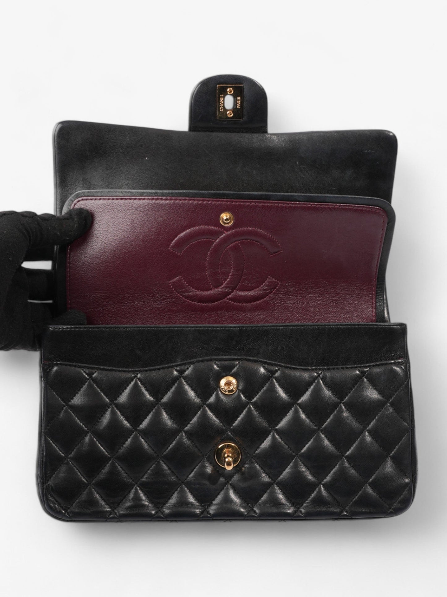 Chanel Classic Double Flap Black Lambskin Leather Medium