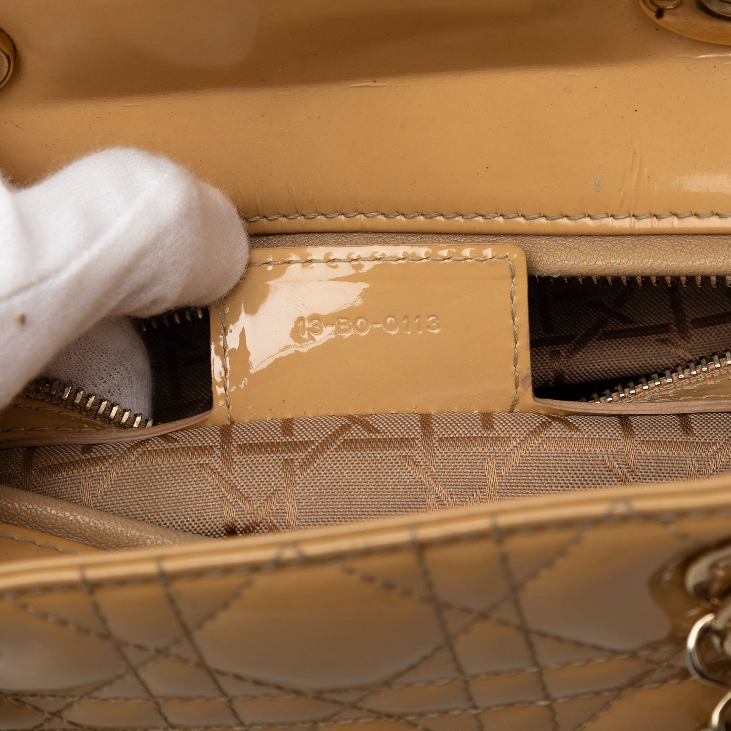 Brown Dior Large Patent Cannage Lady Dior Satchel