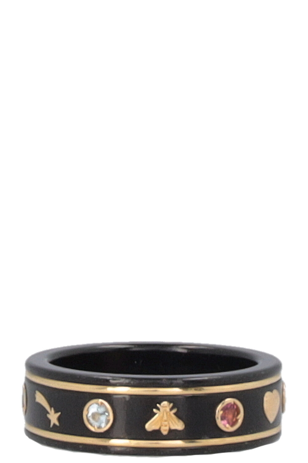 GUCCI Strass Icon Ring 18k Yellow Gold Multicolor